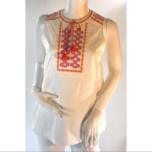 J Crew  Cotton Embroidered  top White  Size 2